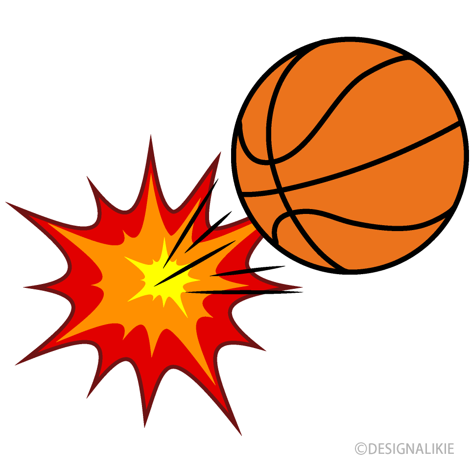 飛び出すバスケットボールイラストのフリー素材 イラストイメージ