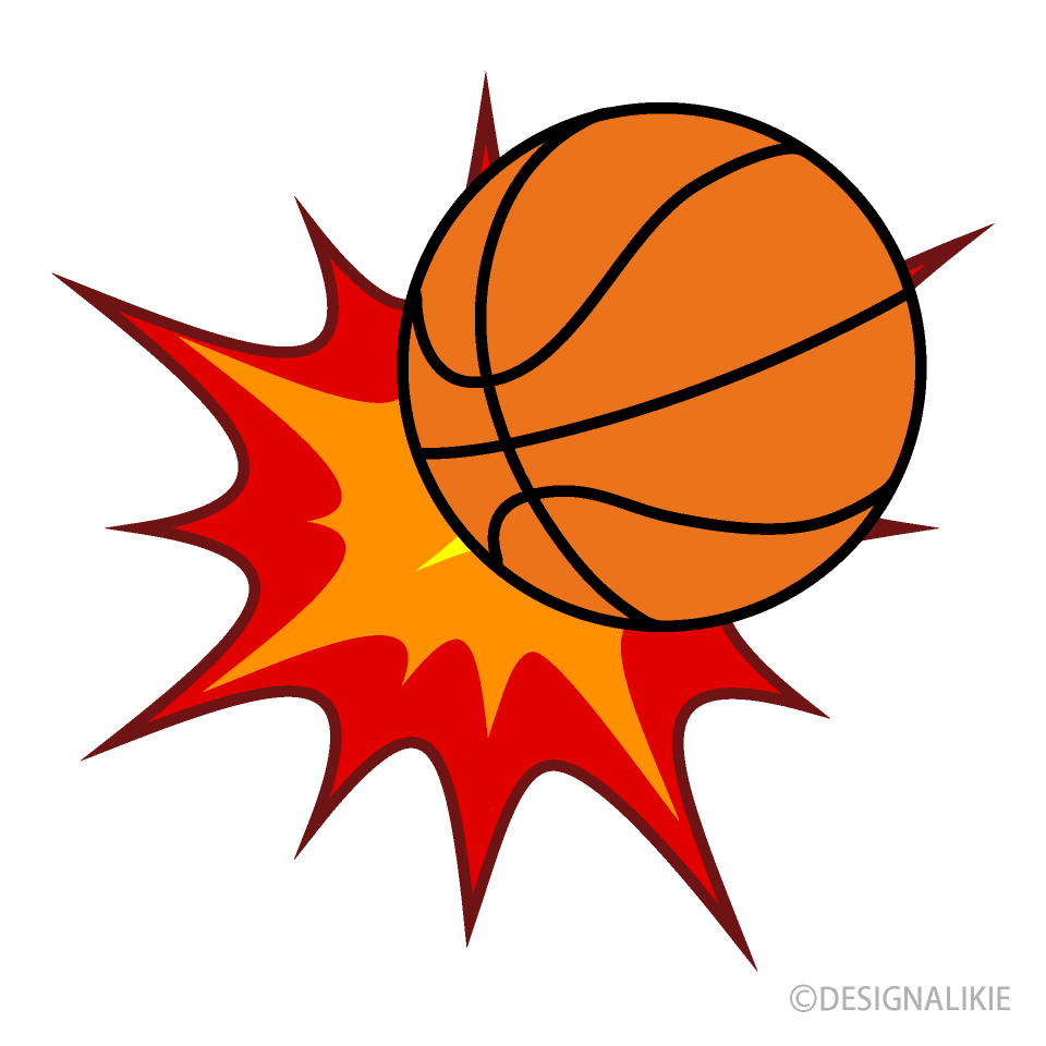 ぶつかるバスケットボールの無料イラスト素材 イラストイメージ
