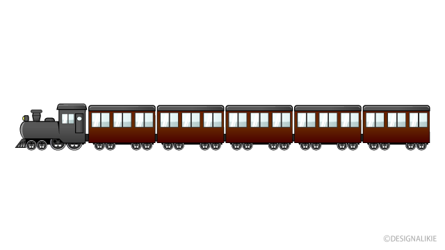 6両の機関車イラストのフリー素材 イラストイメージ