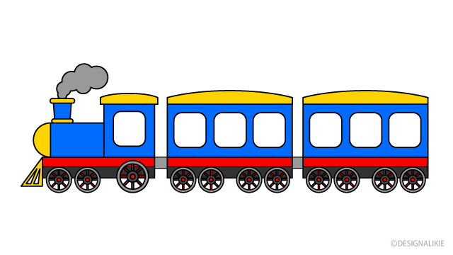 3両の青い汽車の無料イラスト素材 イラストイメージ