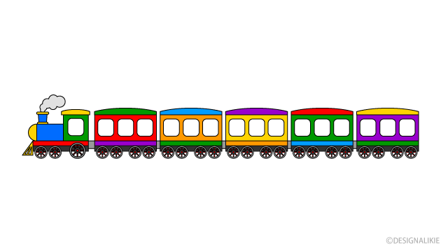 可愛いカラフル汽車の無料イラスト素材 イラストイメージ