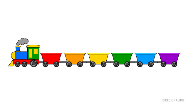 カラフルなおもちゃの汽車の無料イラスト素材 イラストイメージ