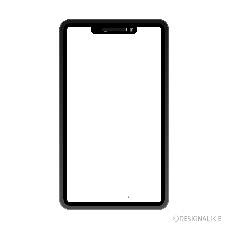 ボタン無しスマホ 画面透明 イラストのフリー素材 イラストイメージ