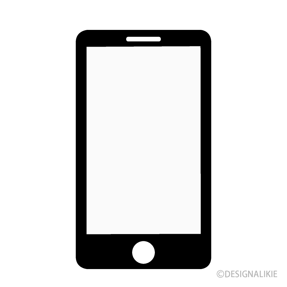 ボタン有りスマホ 白黒 の無料イラスト素材 イラストイメージ