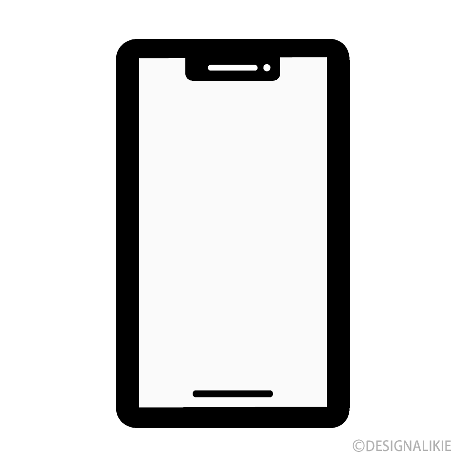 ボタン無しスマホ 白黒 イラストのフリー素材 イラストイメージ