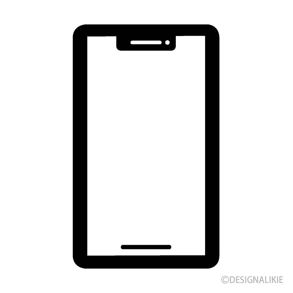 ボタン無しスマホ 画面透明白黒 の無料イラスト素材 イラストイメージ