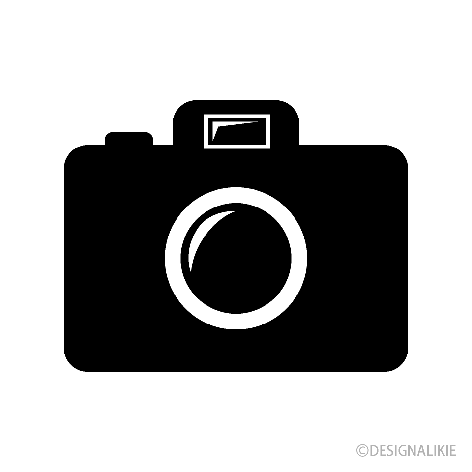 カメラマーク 白黒 イラストのフリー素材 イラストイメージ