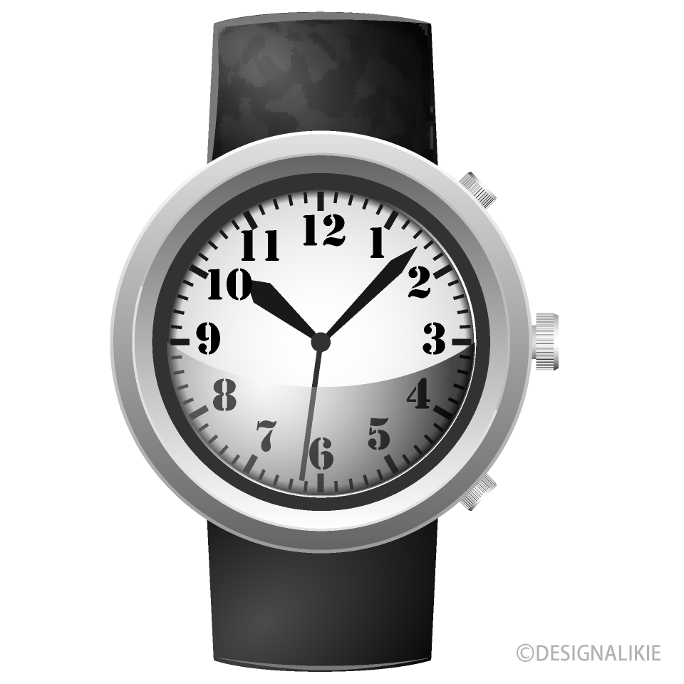 黒ベルトの腕時計イラストのフリー素材 イラストイメージ