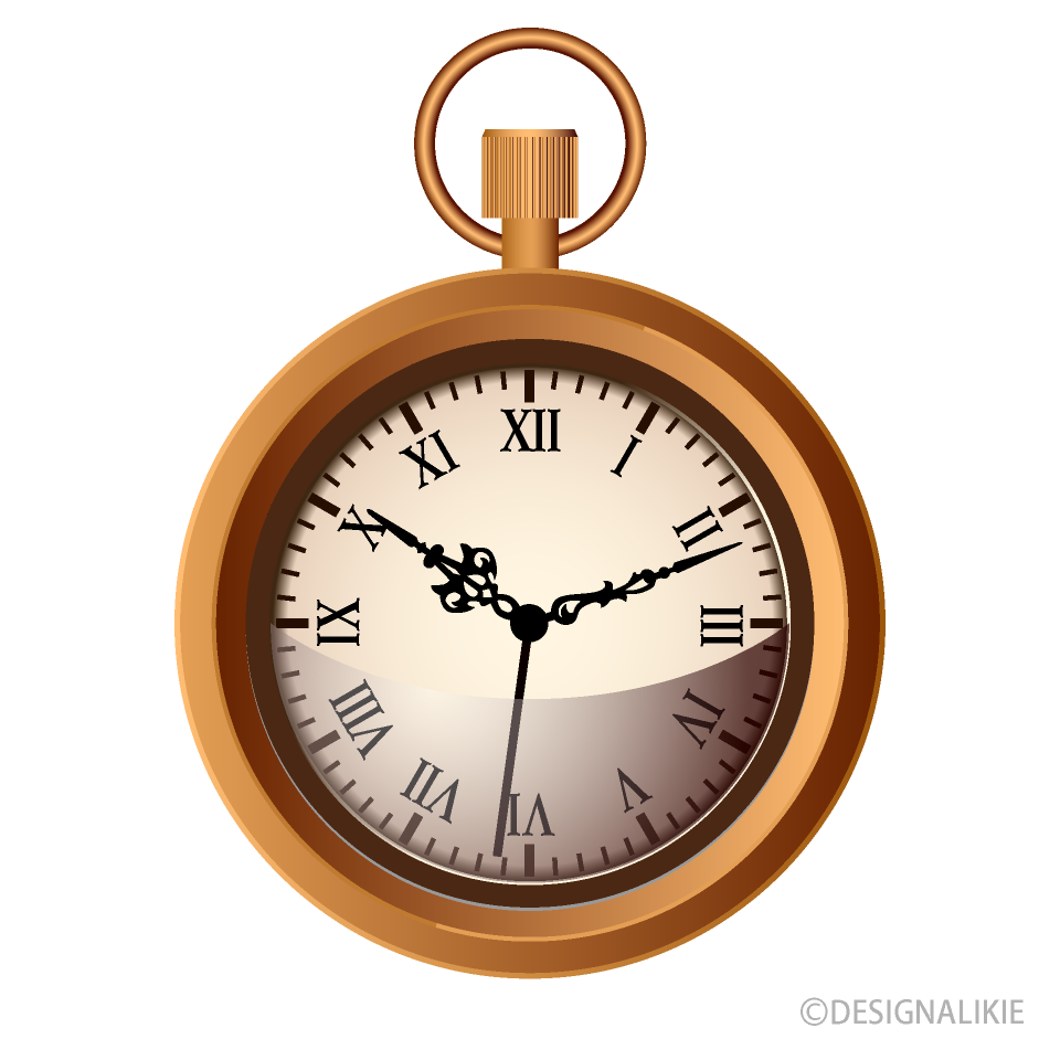 銅の懐中時計の無料イラスト素材 イラストイメージ