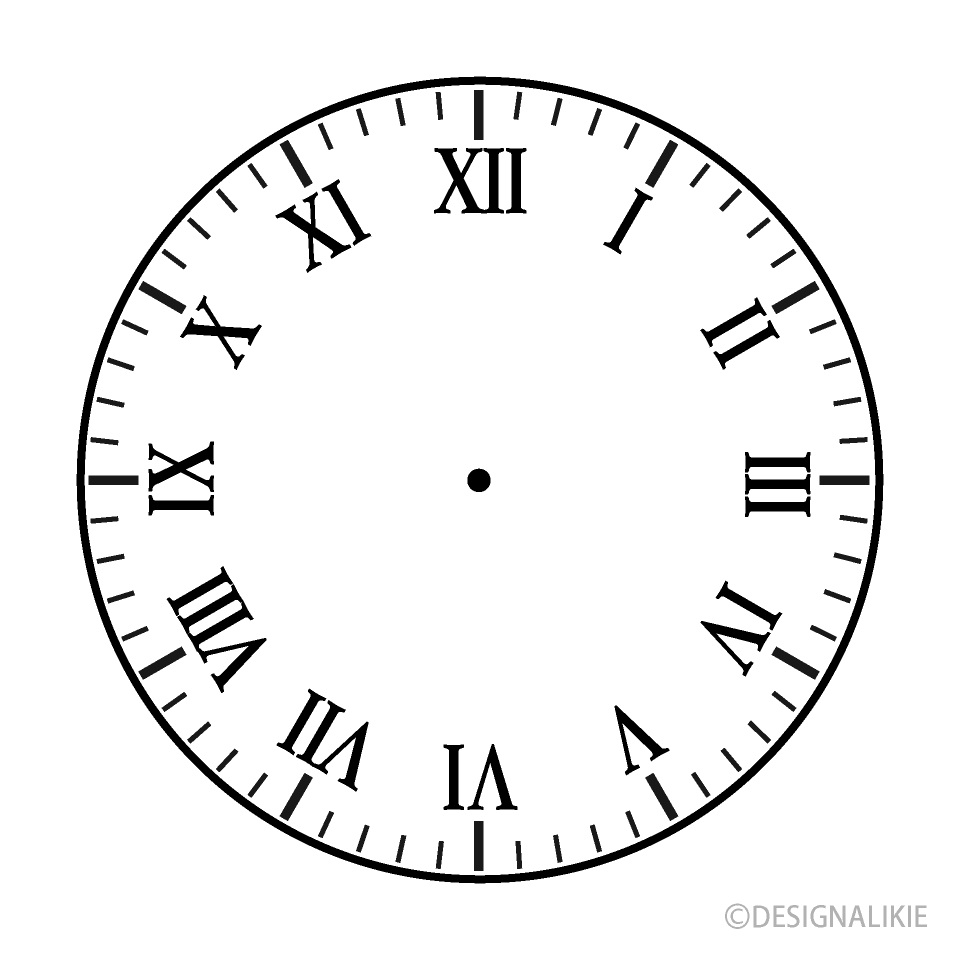 ローマ数字の時計文字盤 背景白 の無料イラスト素材 イラストイメージ