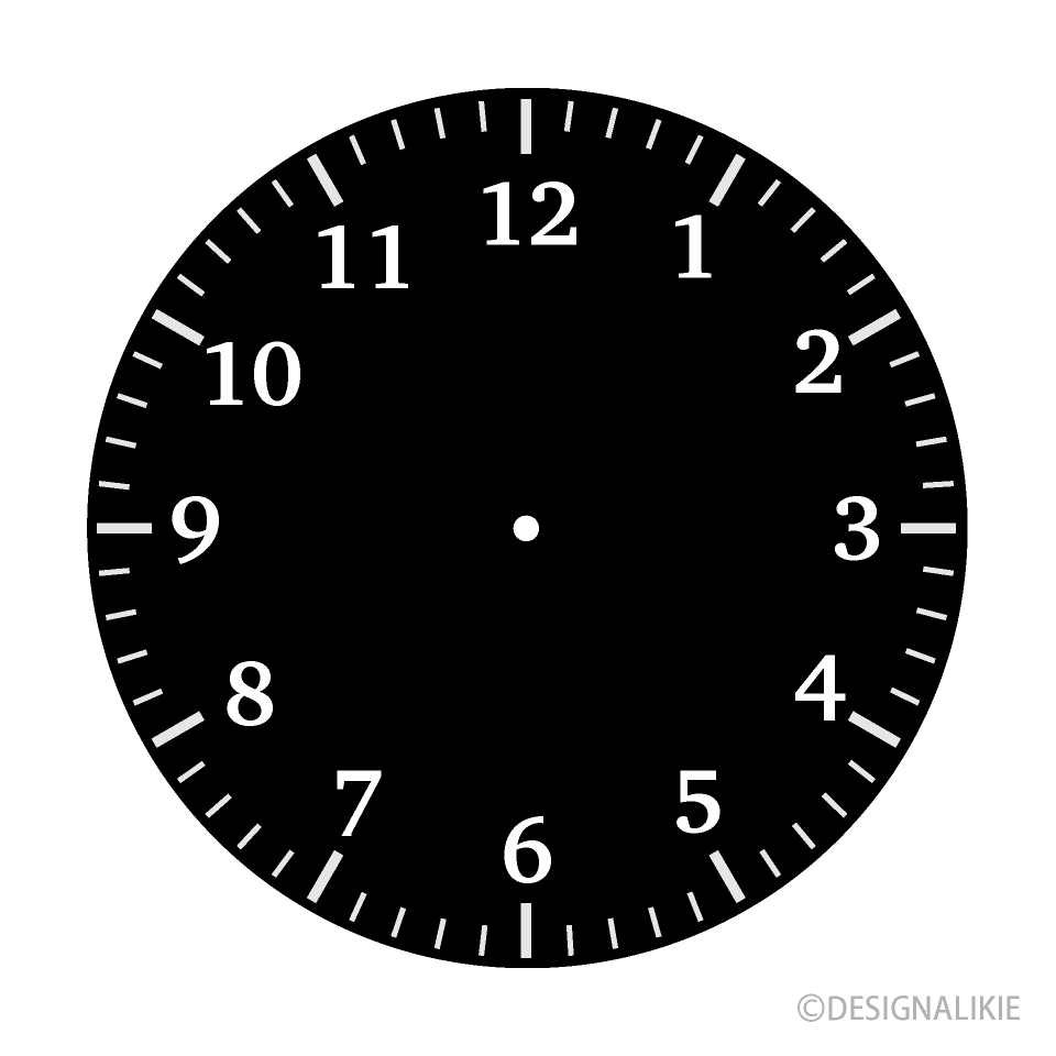 黒い時計文字盤イラストのフリー素材 イラストイメージ