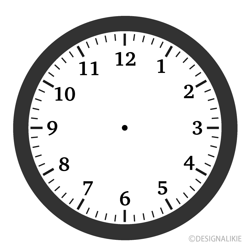 黒枠の時計文字盤の無料イラスト素材 イラストイメージ