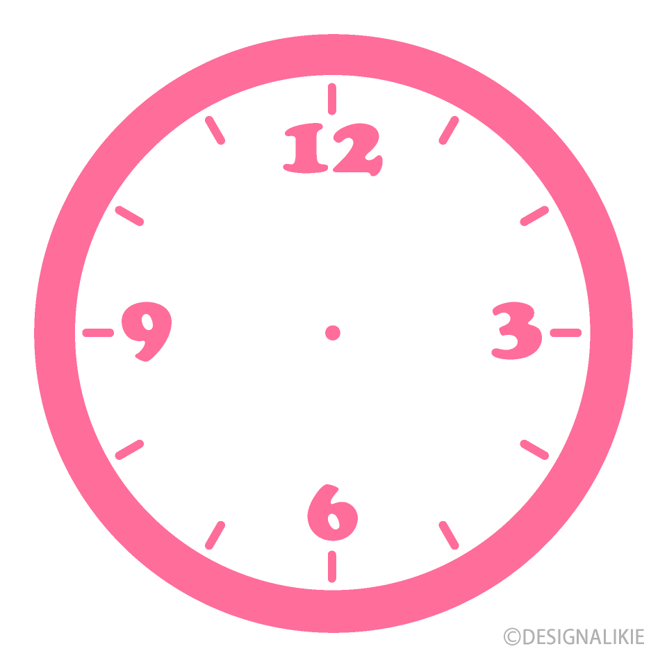 ピンクの時計文字盤の無料イラスト素材 イラストイメージ