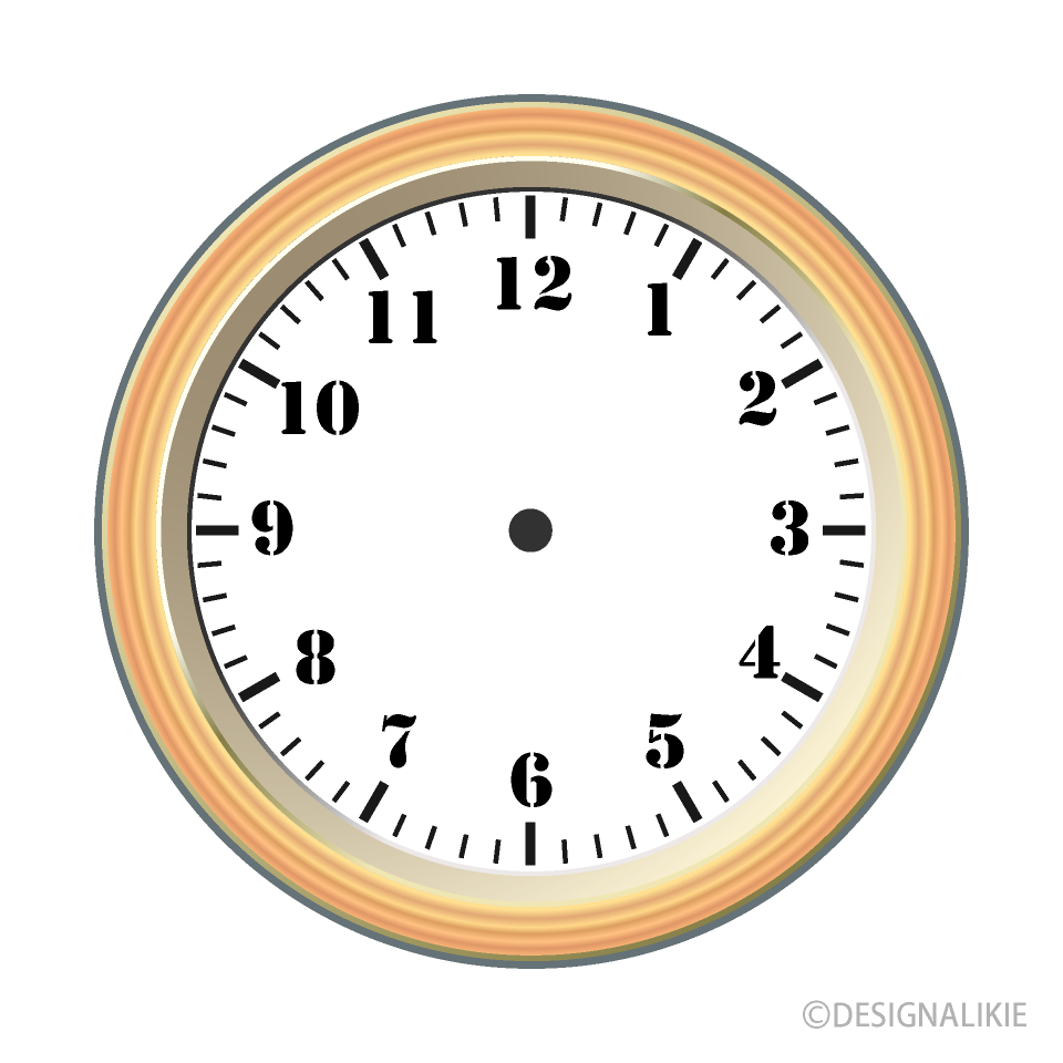 木枠の時計文字盤の無料イラスト素材 イラストイメージ