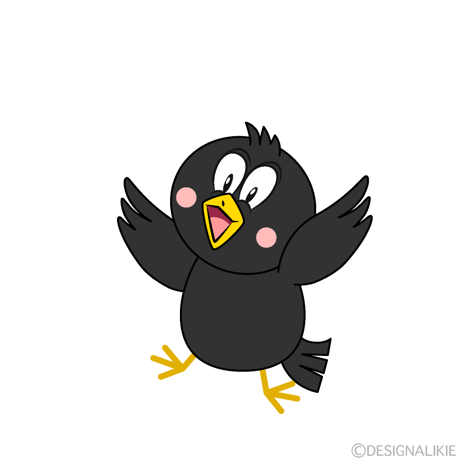 驚くカラスキャライラストのフリー素材 イラストイメージ