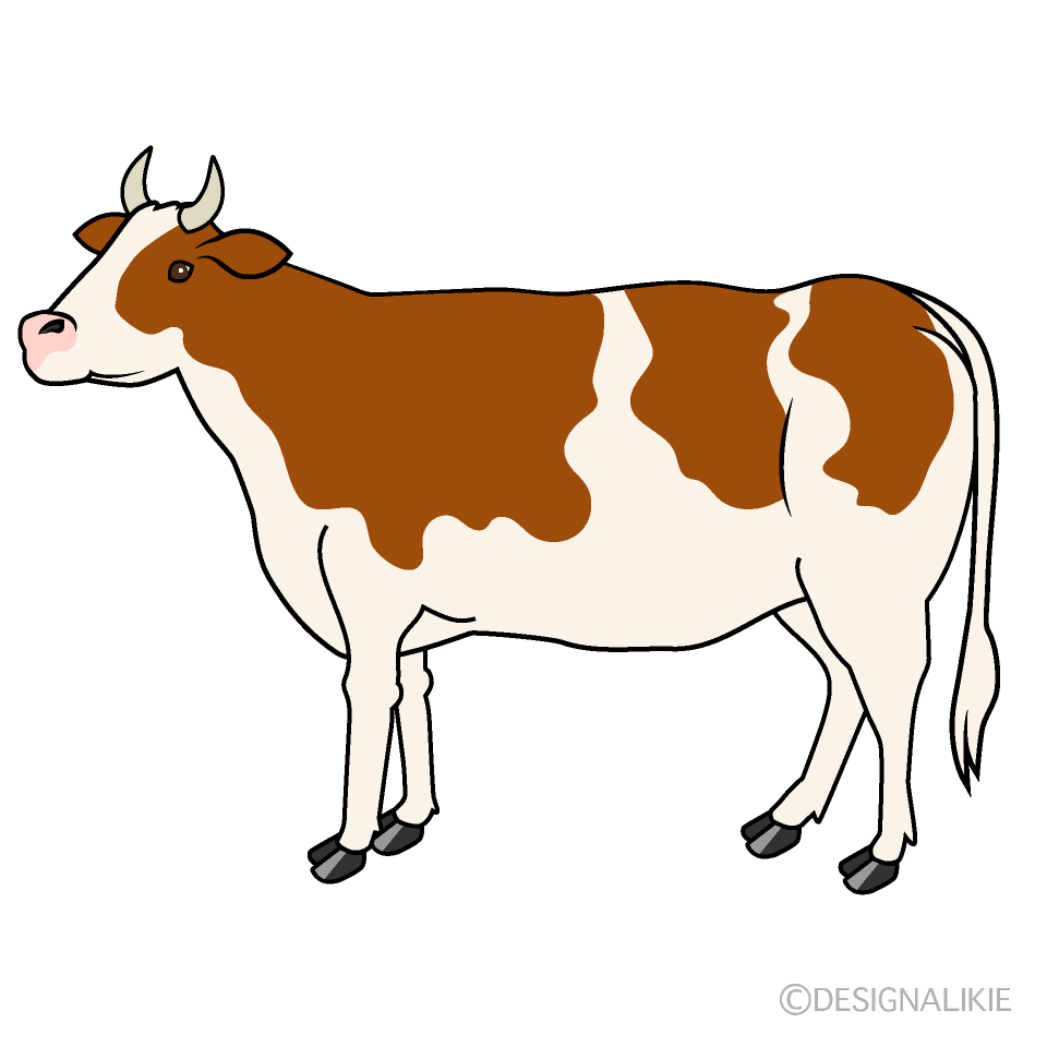 茶模様の牛イラストのフリー素材 イラストイメージ
