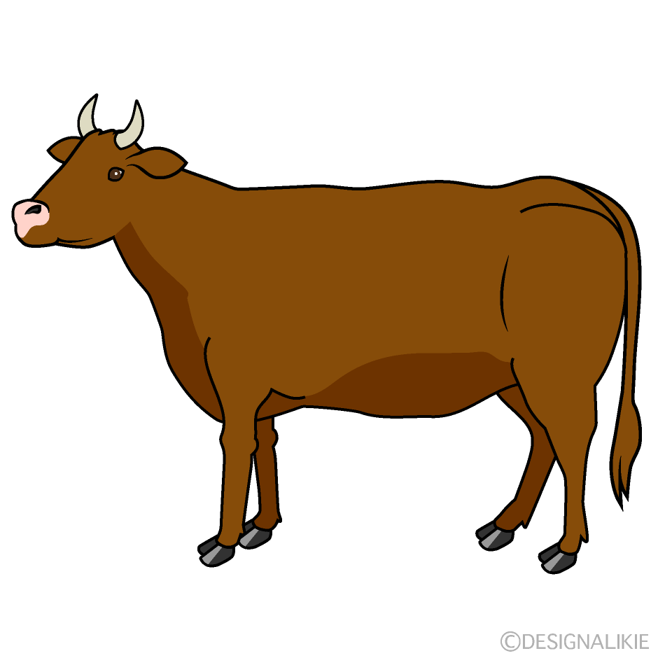 茶色の牛イラストのフリー素材 イラストイメージ