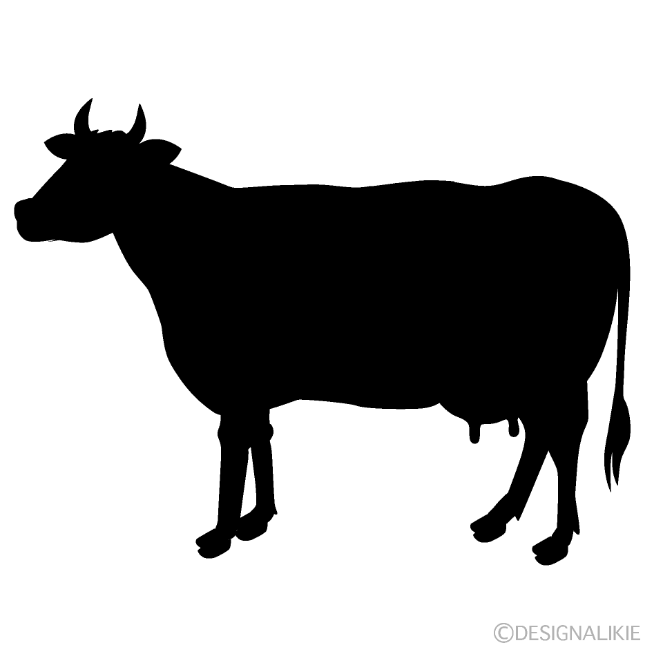 牛の影絵イラストのフリー素材 イラストイメージ