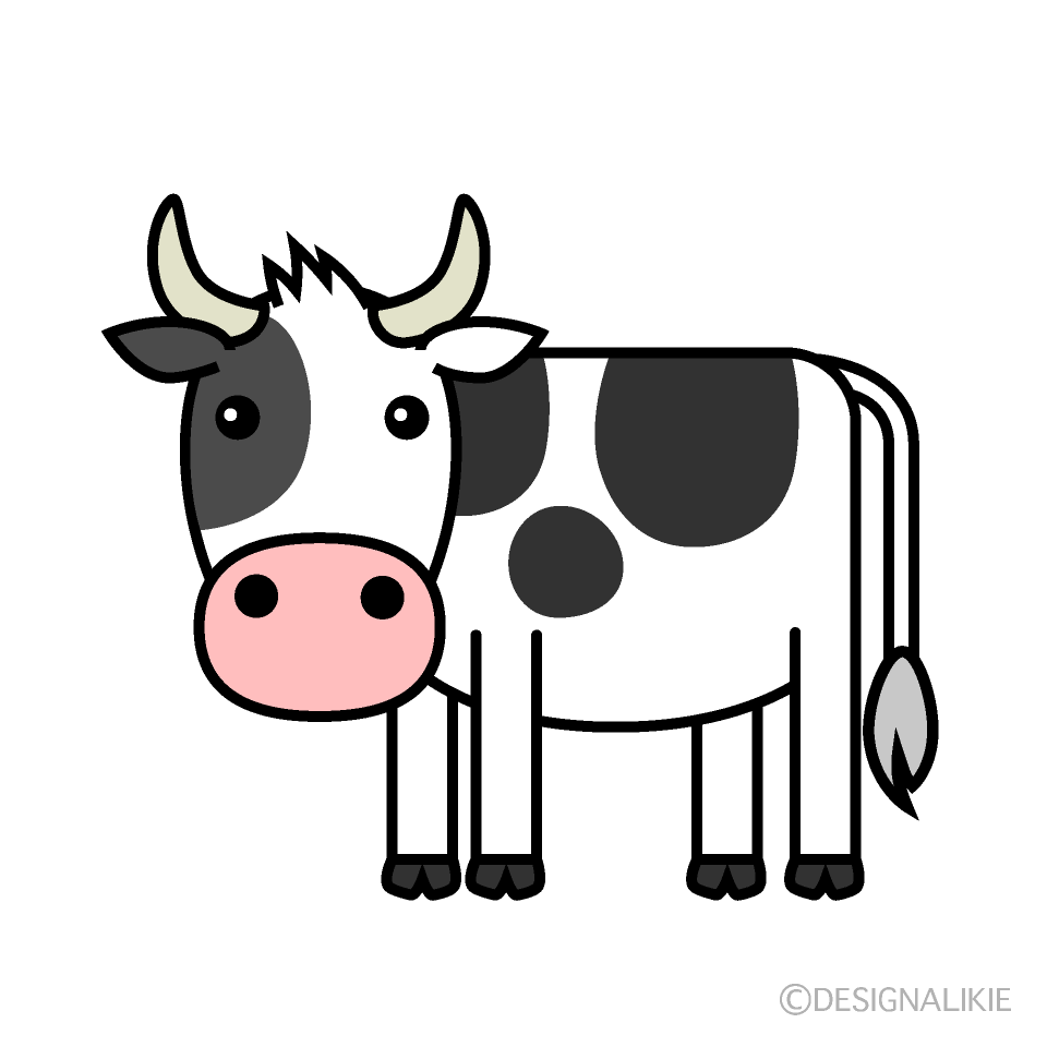 角のある可愛い牛イラストのフリー素材 イラストイメージ