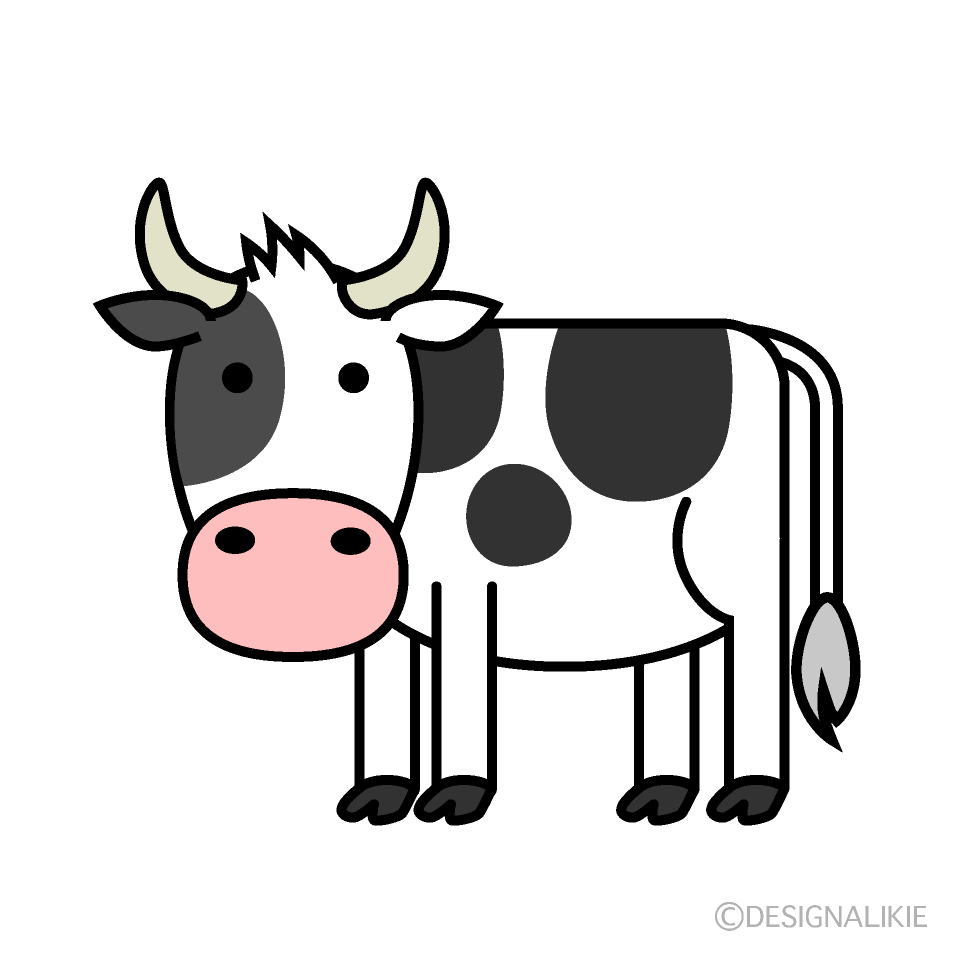 シンプルな可愛い牛イラストのフリー素材 イラストイメージ