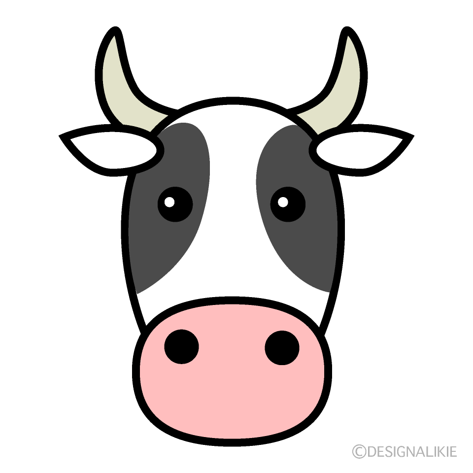可愛い牛の顔イラストのフリー素材 イラストイメージ