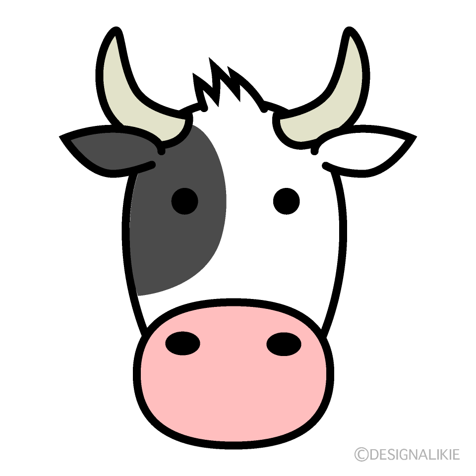 シンプルな可愛い牛の顔の無料イラスト素材 イラストイメージ