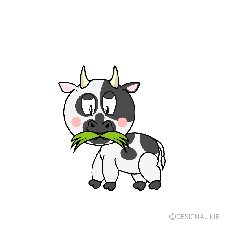 草を食べる牛キャラ