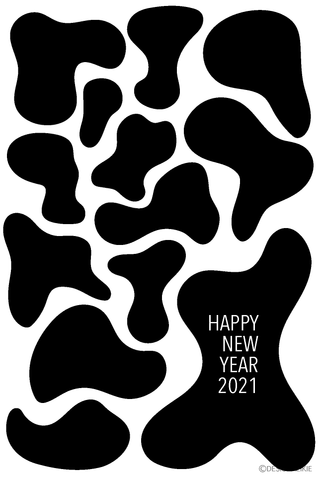 牛柄模様の年賀状の無料イラスト素材 イラストイメージ