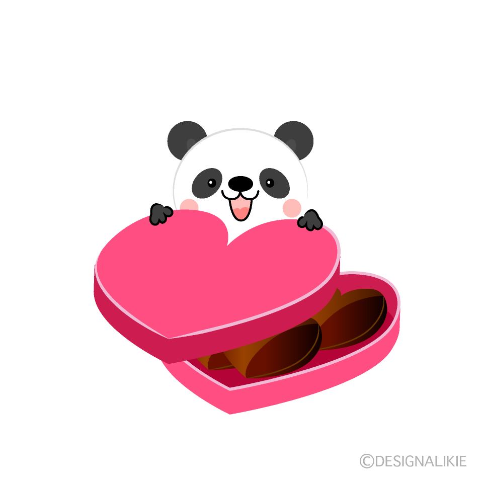 パンダのバレンタインチョコイラストのフリー素材 イラストイメージ