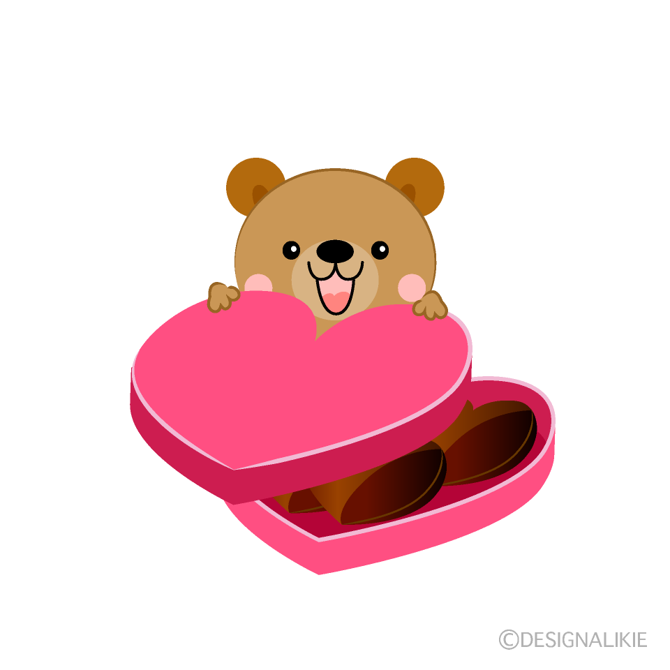 クマのバレンタインチョコイラストのフリー素材 イラストイメージ