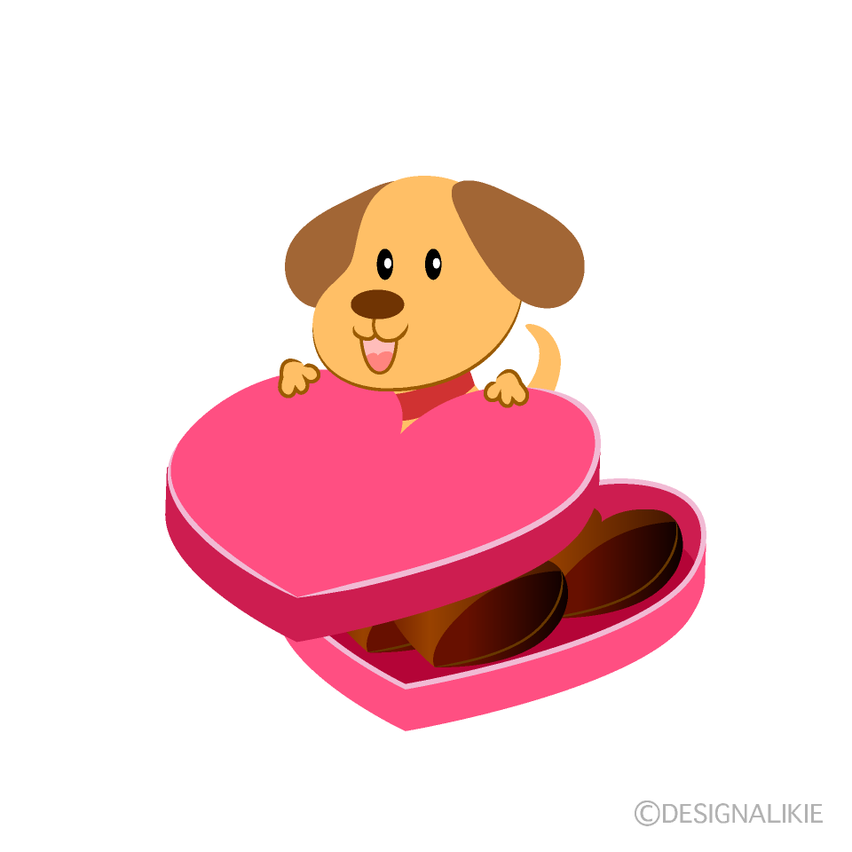 犬のバレンタインチョコの無料イラスト素材 イラストイメージ