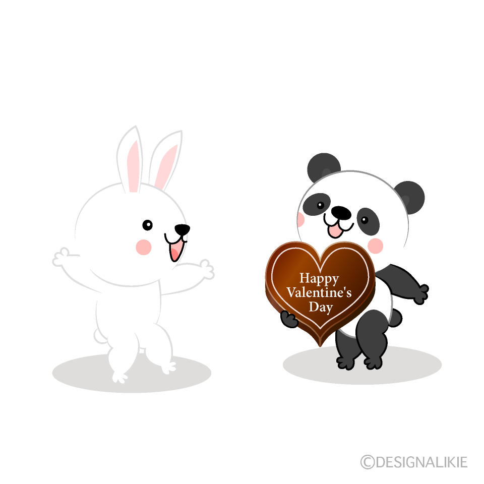 パンダのバレンタインイラストのフリー素材 イラストイメージ