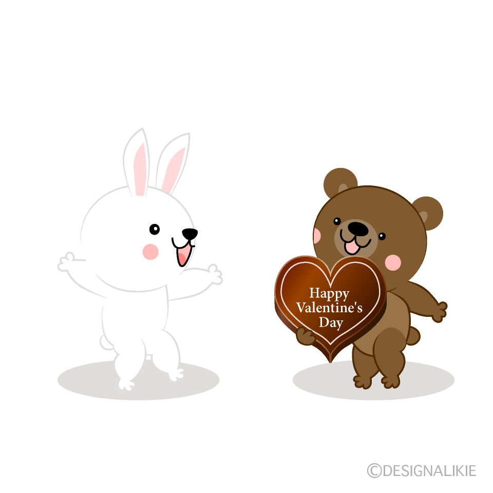 クマのバレンタインの無料イラスト素材 イラストイメージ