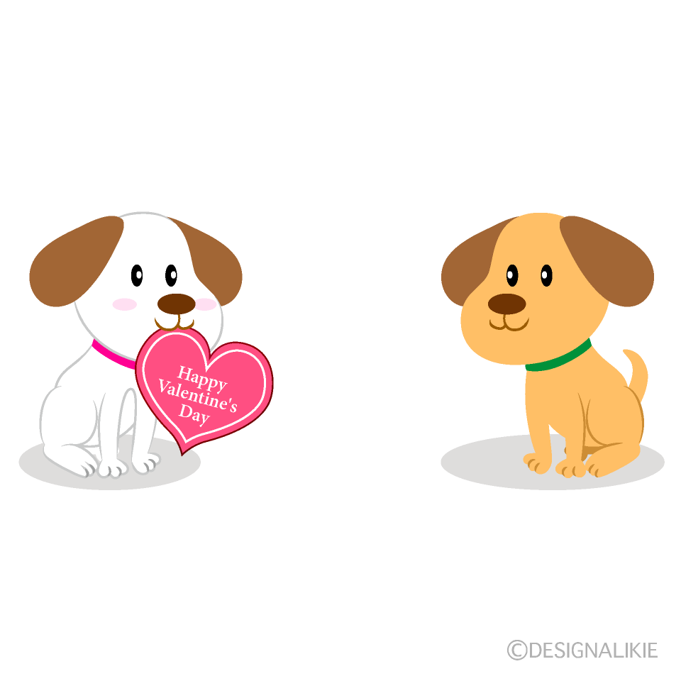 犬のバレンタインの無料イラスト素材 イラストイメージ