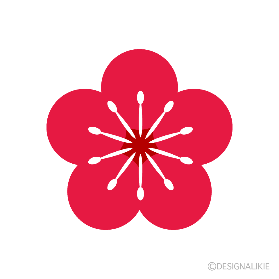 赤い梅の花イラストのフリー素材 イラストイメージ
