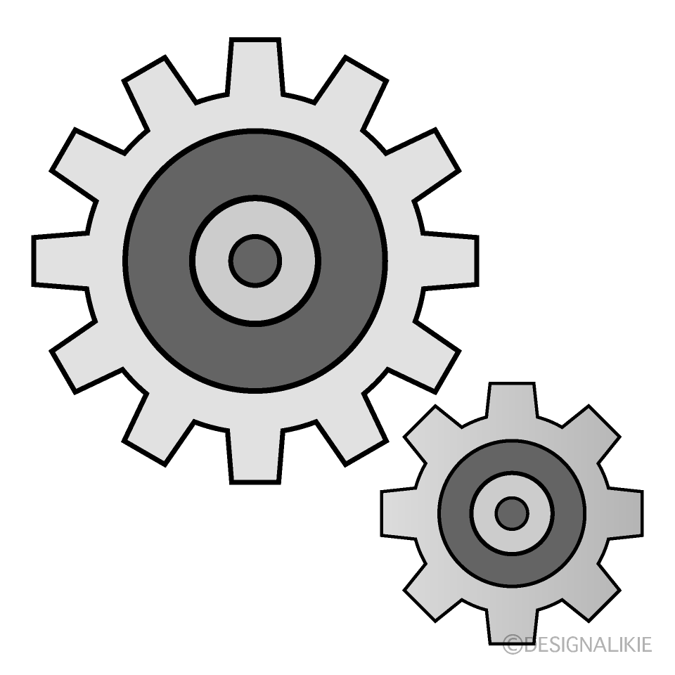 2個の歯車イラストのフリー素材 イラストイメージ