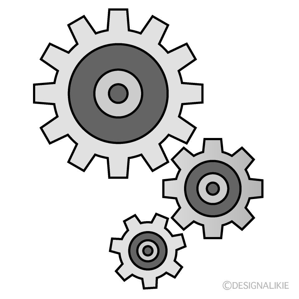 3個の歯車イラストのフリー素材 イラストイメージ