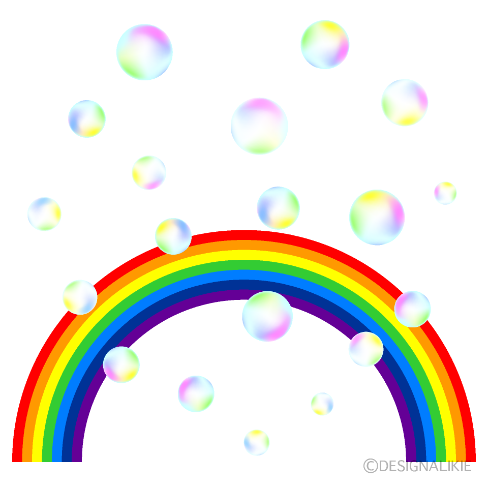 虹とシャボン玉の無料イラスト素材 イラストイメージ