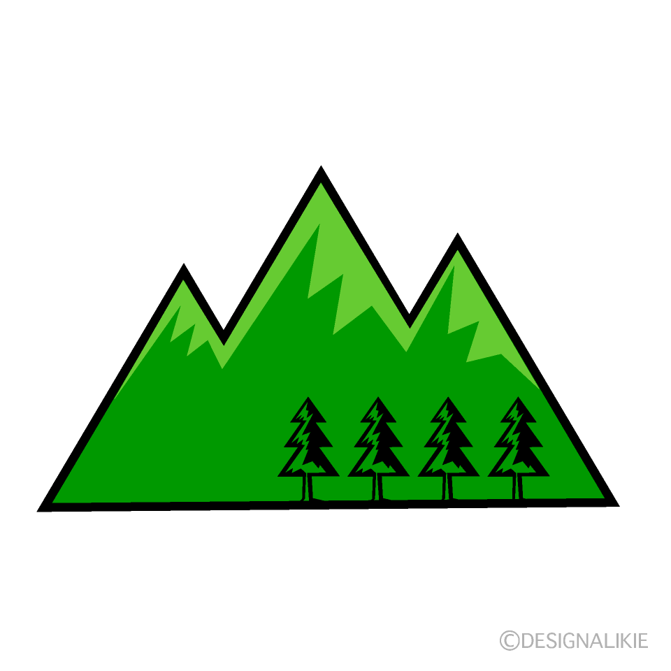 森と山イラストのフリー素材 イラストイメージ