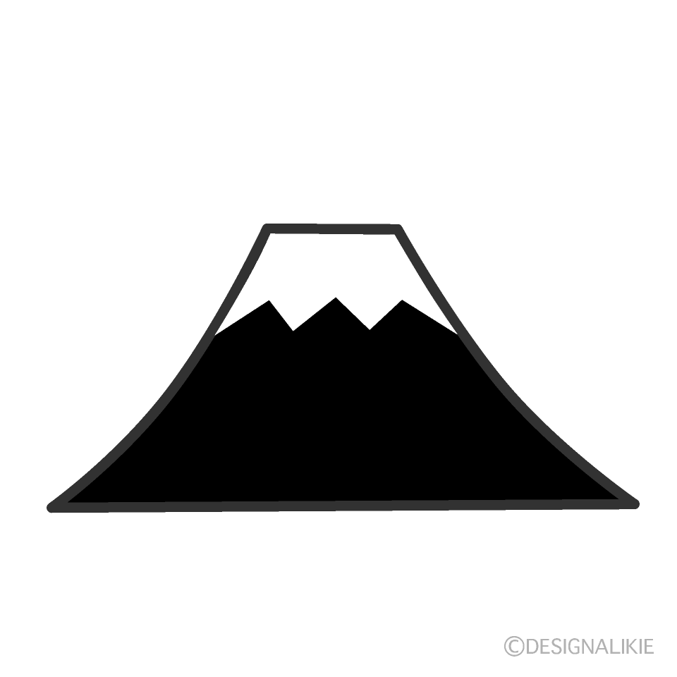 白黒の富士山イラストのフリー素材 イラストイメージ
