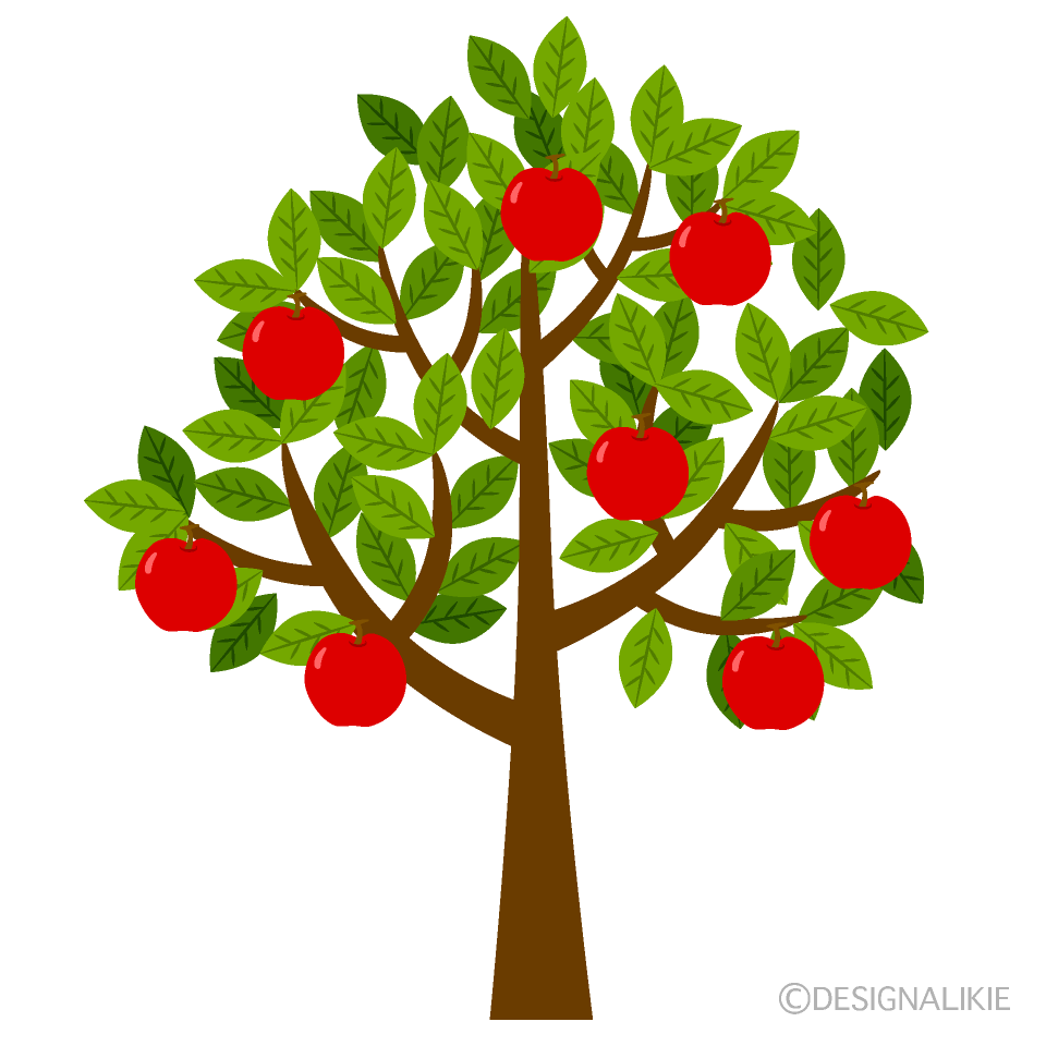 シンプルなりんご木イラストのフリー素材 イラストイメージ