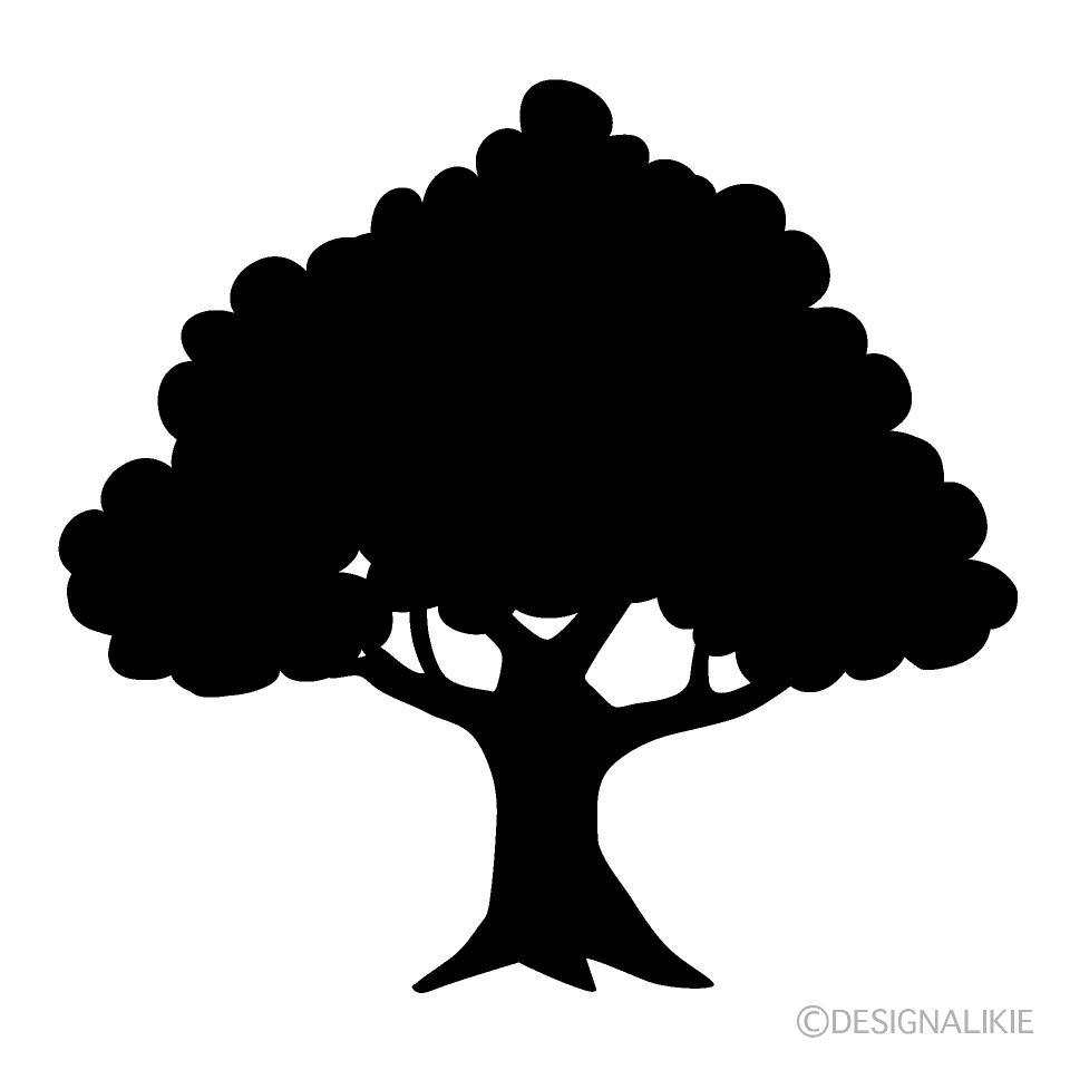 シンプルな大きな木シルエットイラストのフリー素材 イラストイメージ
