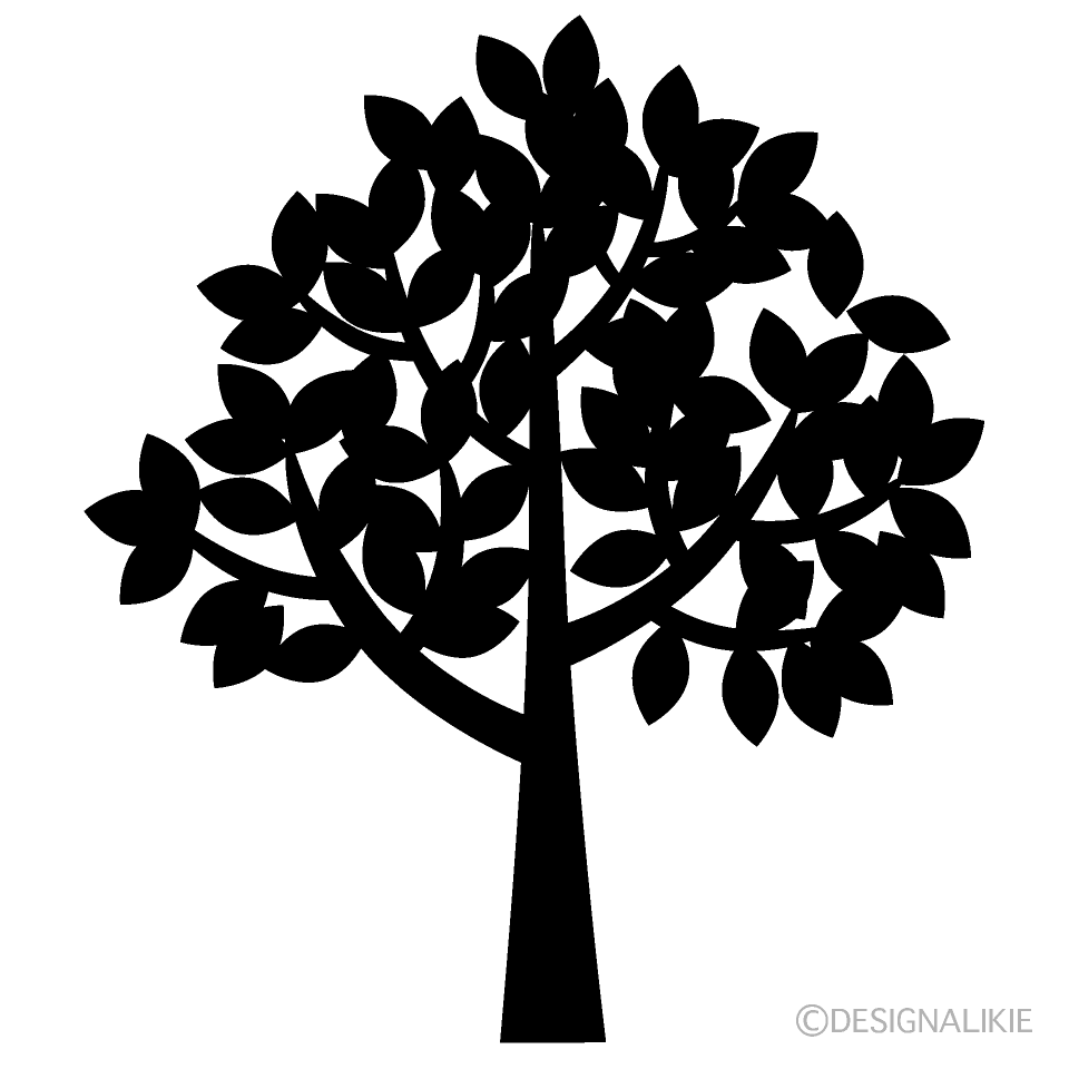 葉っぱ木シルエットイラストのフリー素材 イラストイメージ