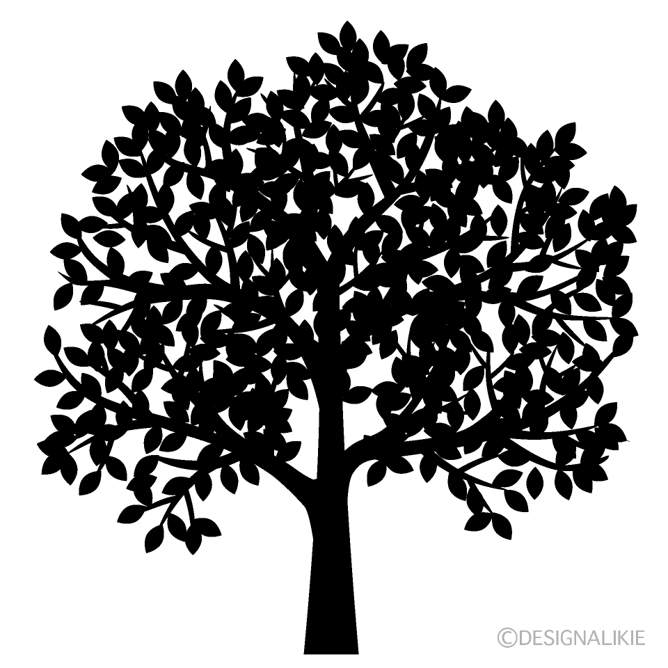 葉が茂る木シルエットの無料イラスト素材 イラストイメージ
