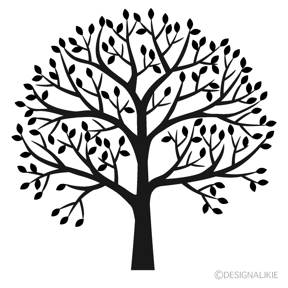 可愛い葉っぱの木シルエットイラストのフリー素材 イラストイメージ