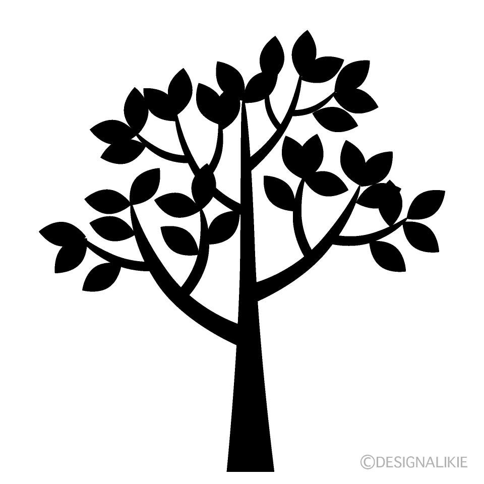 葉が少ない木シルエットイラストのフリー素材 イラストイメージ