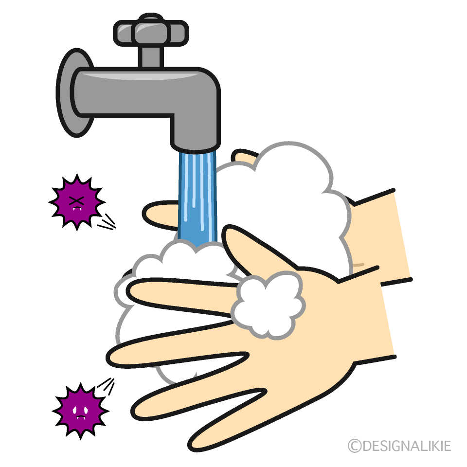菌を洗い流す手洗いの無料イラスト素材 イラストイメージ