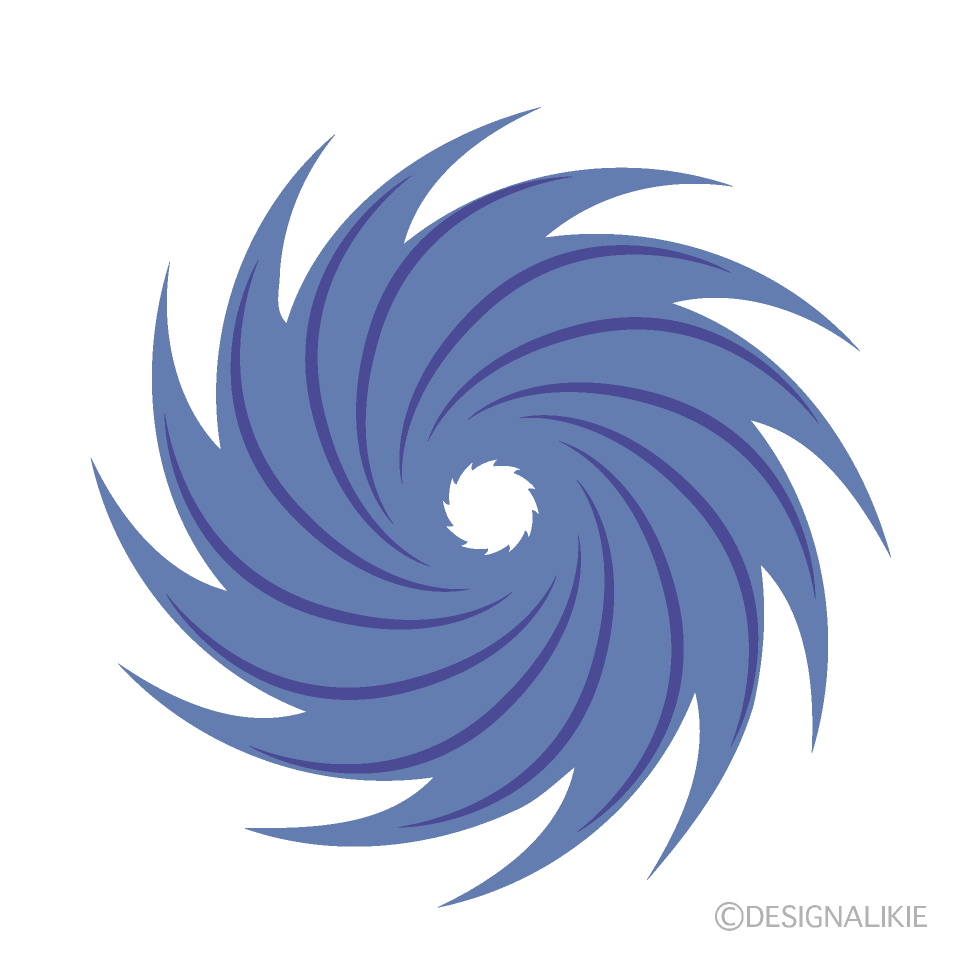 紺色の台風イラストのフリー素材 イラストイメージ