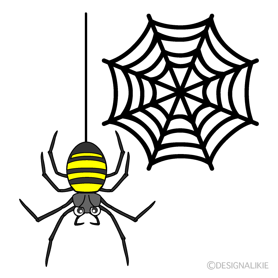 蜘蛛と蜘蛛の巣イラストのフリー素材 イラストイメージ