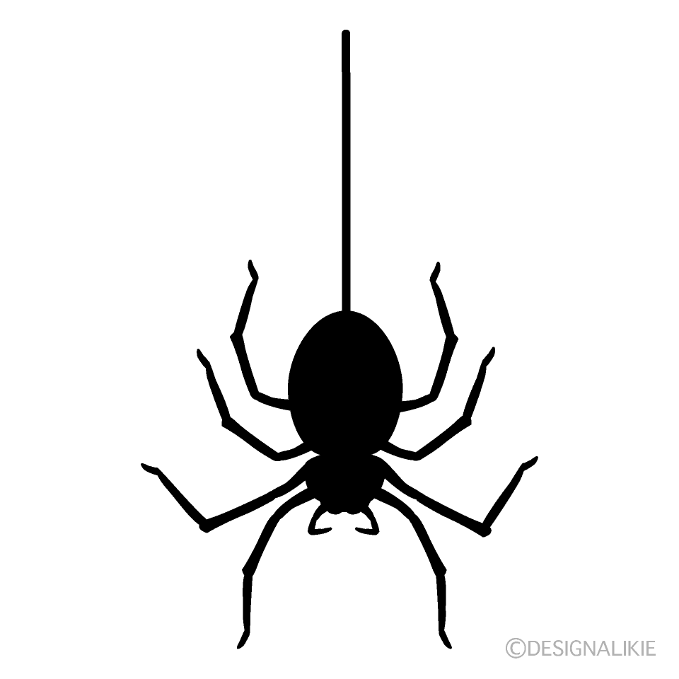 ぶら下がる蜘蛛シルエットの無料イラスト素材 イラストイメージ
